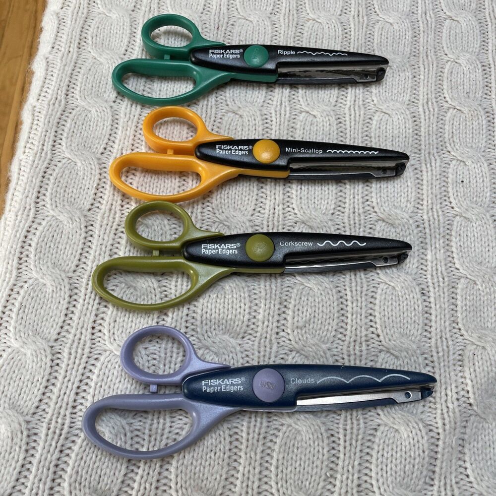 Fiskars 4 scissors paper edgers Ripple, Mini Scallop, Corkscrew and Clouds